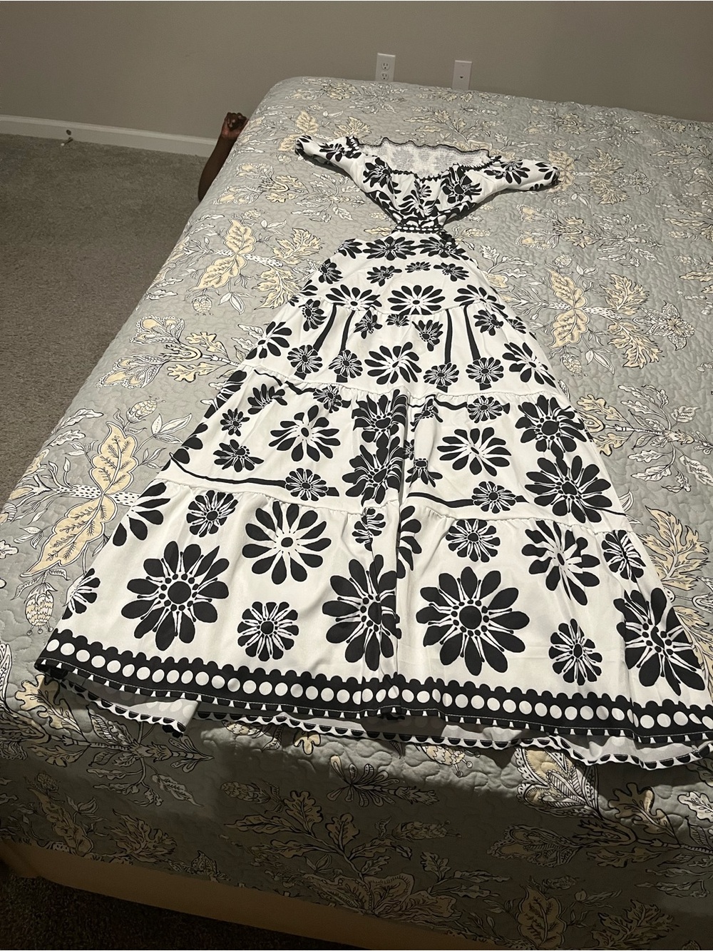 Free People Black and White Floral Tiered Maxi Dress